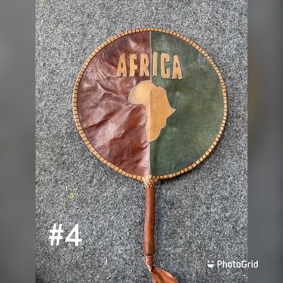 Real leather African hand fan - Picture 6 of 7